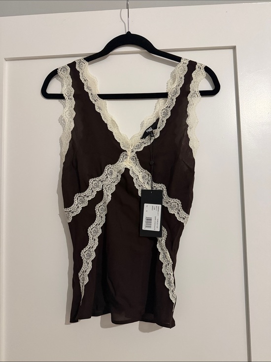PAIGE Tops - NWT PAIGE dark chocolate camisole with ivory lace